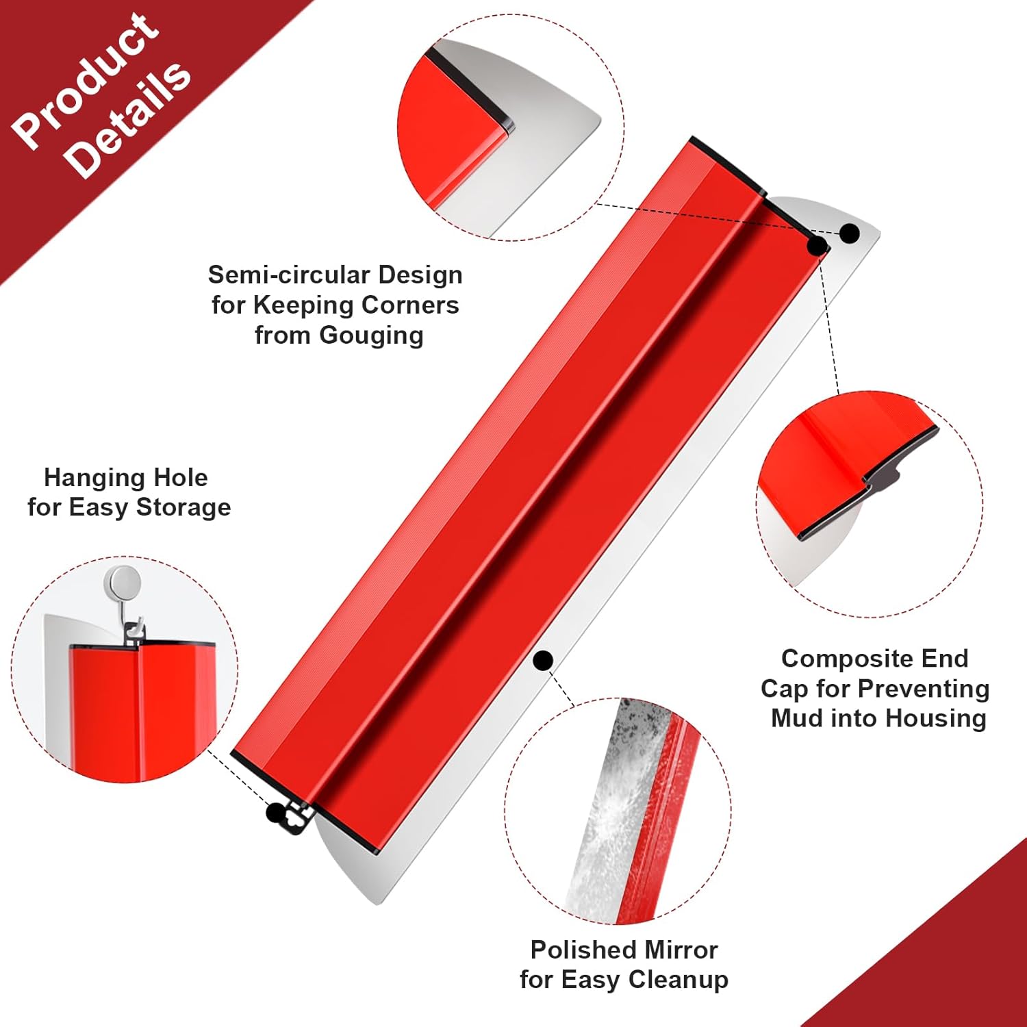 Serplex 23.62Inch/60CM Skimming Blade, Stainless Steel Trowel Skimming Blade Drywall Smoothing Spatula Skimming Trowel Plastering Trowel for Large Working Area Wall Decoration Construction Tool