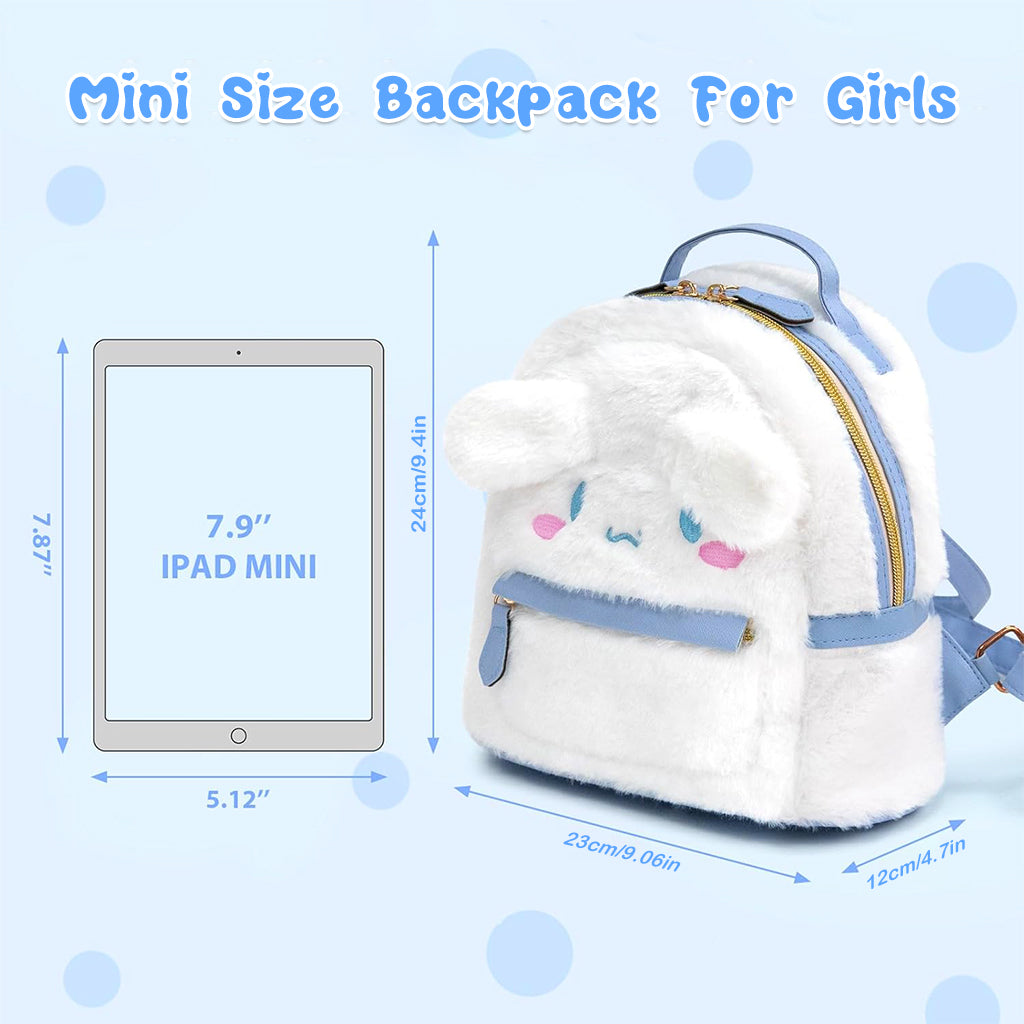 PALAY Cute Backpack for Girls Kawaii Girls Backpack Small Plush Backpack Cute Sanrio Cinnamoroll Bag with Handle Birthday Gift Christmas Gift for Girls, 23x24x12cm