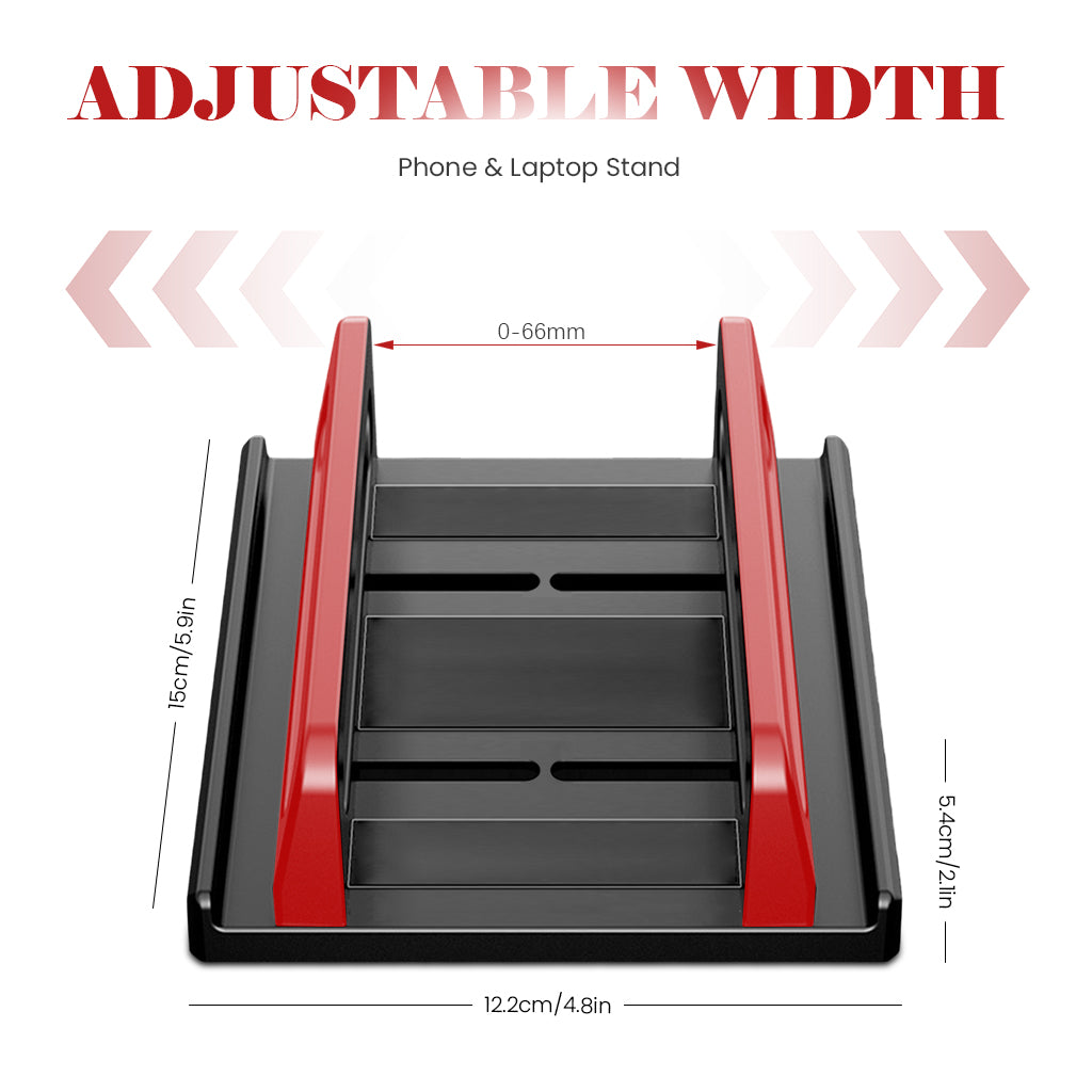 ZORBES Desk Laptop Stand 3-16'' Mobile Device Organizer Rack Adjustable Spacing Phone/Tablet/Laptop Stand Anti Slip Base Design Rugged ABS Desk Mobile Device Organzier for Home, Kitchen, Office
