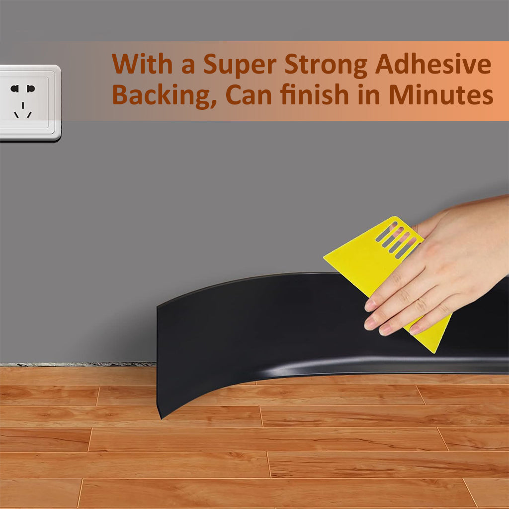 HASTHIP Wall Baseboard Molding Trim 3.15 Inch Wide Skirting, Self-Adhesive PVC Vinyl Backing, Flexible and Durable Peel and Stick Modern Black Trim for Home Decor, 3.15 Inch x 118.11 Inch