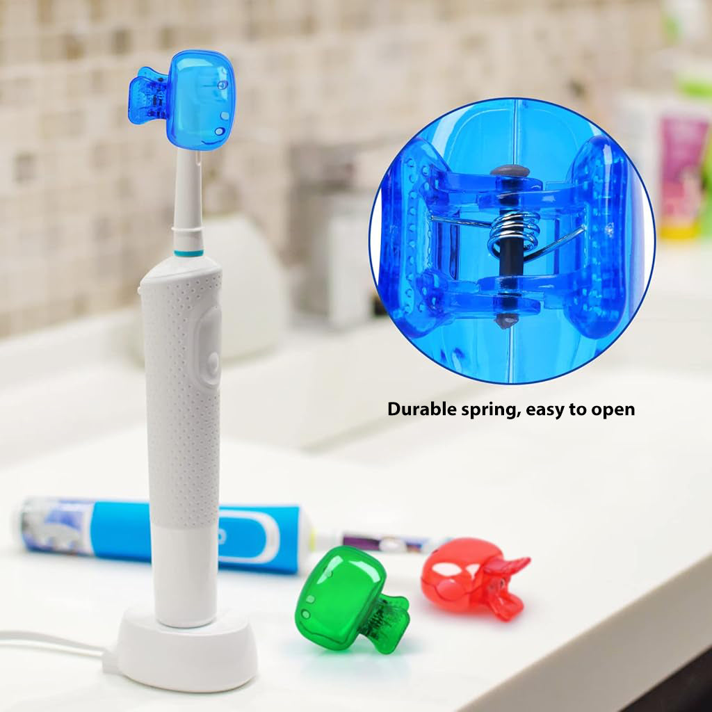 ZIBUYU 4 Pack Toothbrush Cover Case, Tooth Brush Cover Box with Ventilation, Holes Dustproof Clamp Caps for Toothbrush Protective Plastic Toothbrush Clip Cover for Household, Travel, Camping