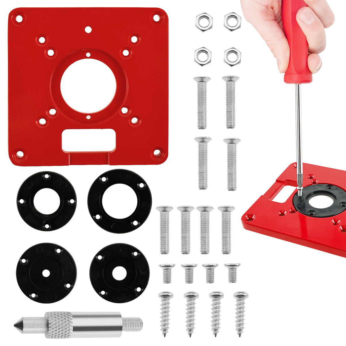 Serplex Router Table Insert Plate 120x120mm Aluminum Alloy Router Table Insert Plate Compatible with Makita Routers Trimming Machine Router Table Setup Insert Screws Accessories