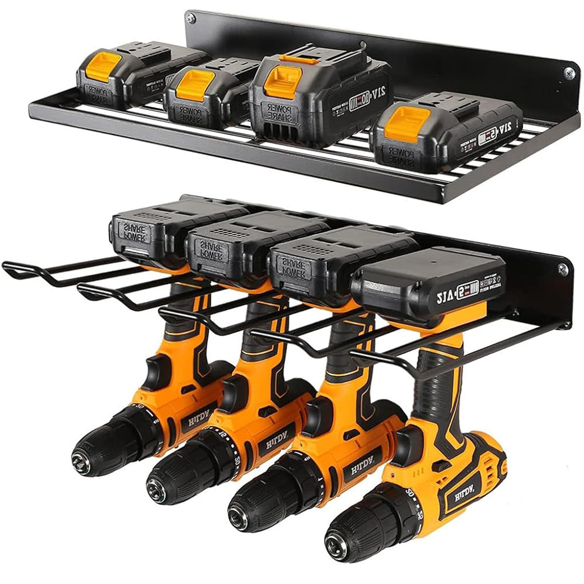 Serplex 2Pcs Power Tool Organizer, Wall Drill Holder Organzier Storage Shelf Battery Organzier Wall Mount Garage Power Tool Storage Rack for Handheld & Power Tools, with Screws & Drywall Anchors