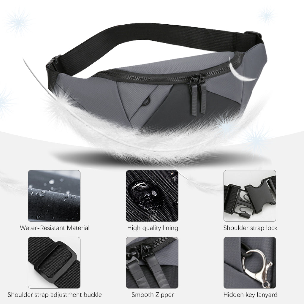 ZIBUYU Waist Bag for Man, Compact and Fashionable Waterproof Crossbody Sling Bag with Versatile Carrying Options, Adjustable Nylon Belt for Urban and Outdoor Use, Casual or Office Commutes, 22x14cm