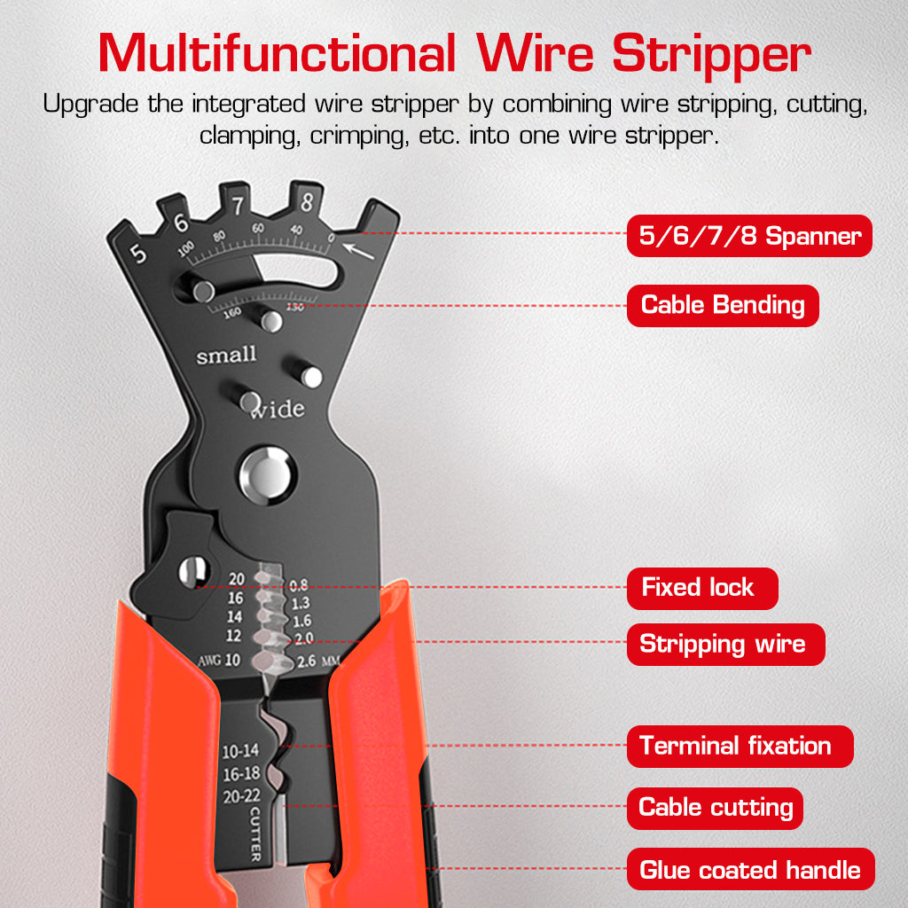 Serplex Wire Stripper Multifunctional Wire Cutter Wire Stripper and Cutter Cable Stripping Tool Crimping Tool Wrench Tool Electric Cutting Plier Wire Crimping Tool for Terminals, Wire Cables, Screw