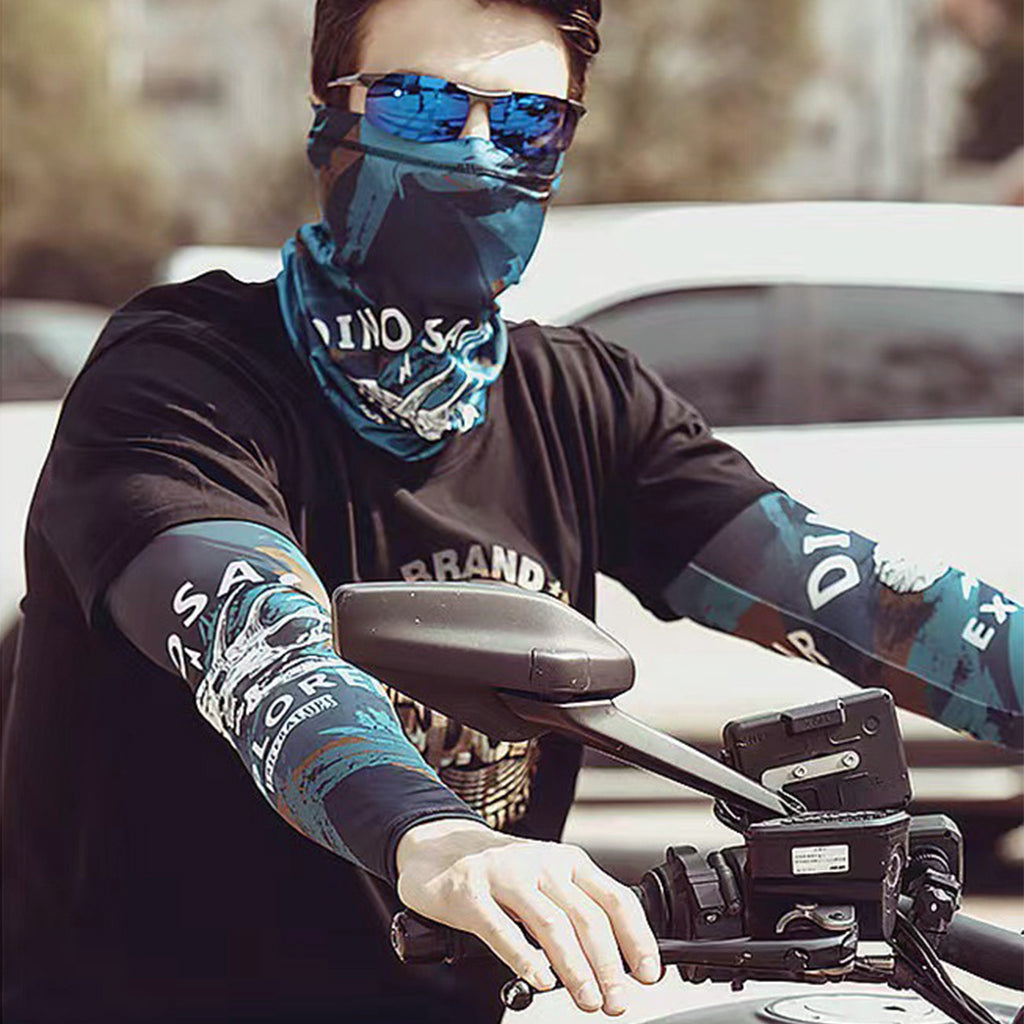 Proberos Riding Face Mask Neck Gaiter & Arm Sleeve Summer UV Protection Cool Breathable Face Mask Fashion Men Women Print Anti-slip Elastic Arm Sleeve Outdoor Sport Gear for Cycling, Hiking, Running
