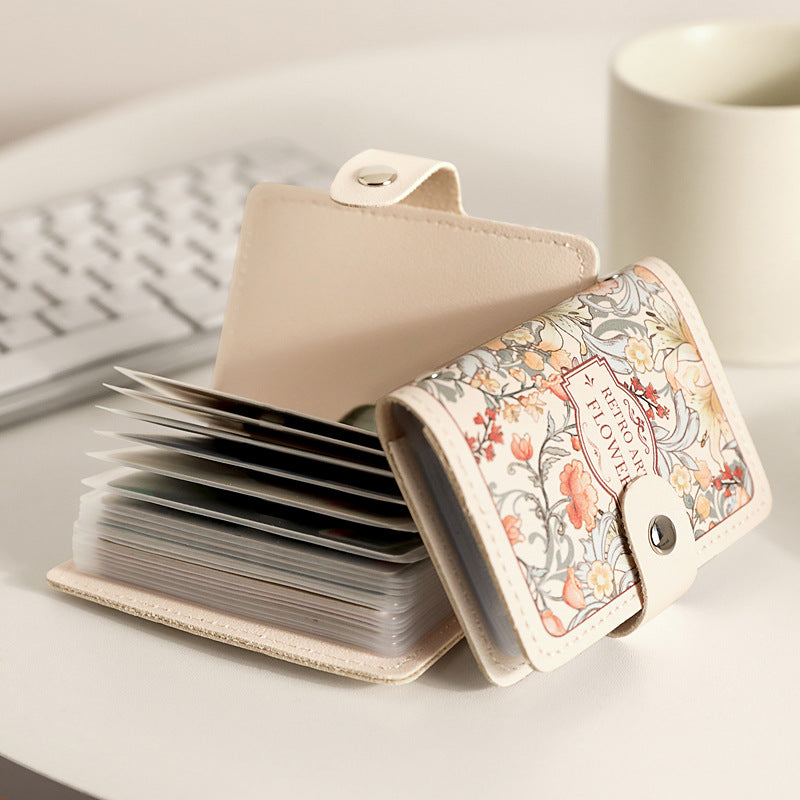 PALAY PU Card Bag for Women Multi Credit Card Bag Holds Up 20 Cards Travel Card Organizer Transparent Card Pockets Fashion Floral Printed Card Bag Mother's Day Gift Birthday Gift for Women