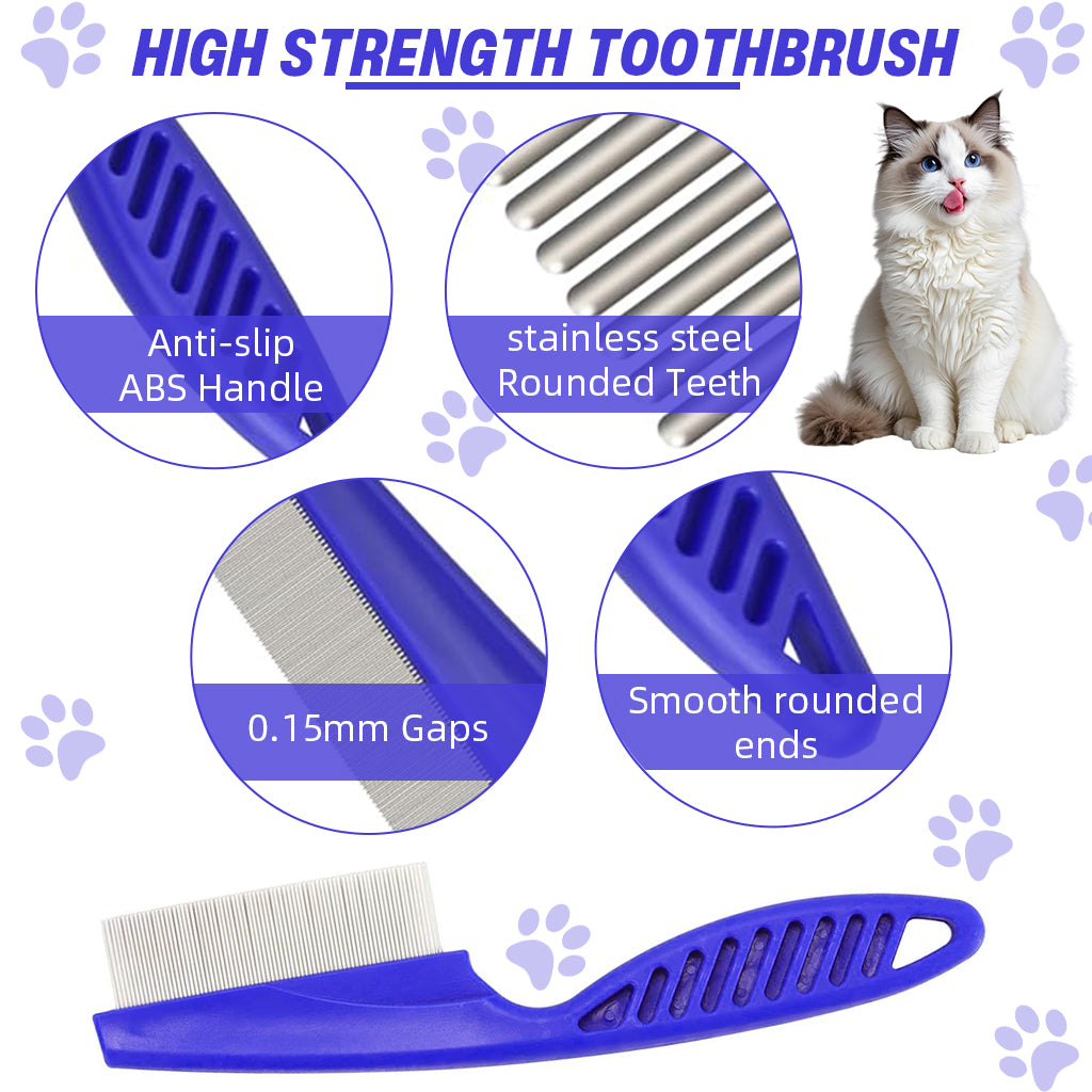 Qpets 6Pcs Flea Combs for Cats Dogs Double-sided Flea Combs Metal Fine Teeth Flea Combs with Handle Pet Grooming Tool Grooming Combs