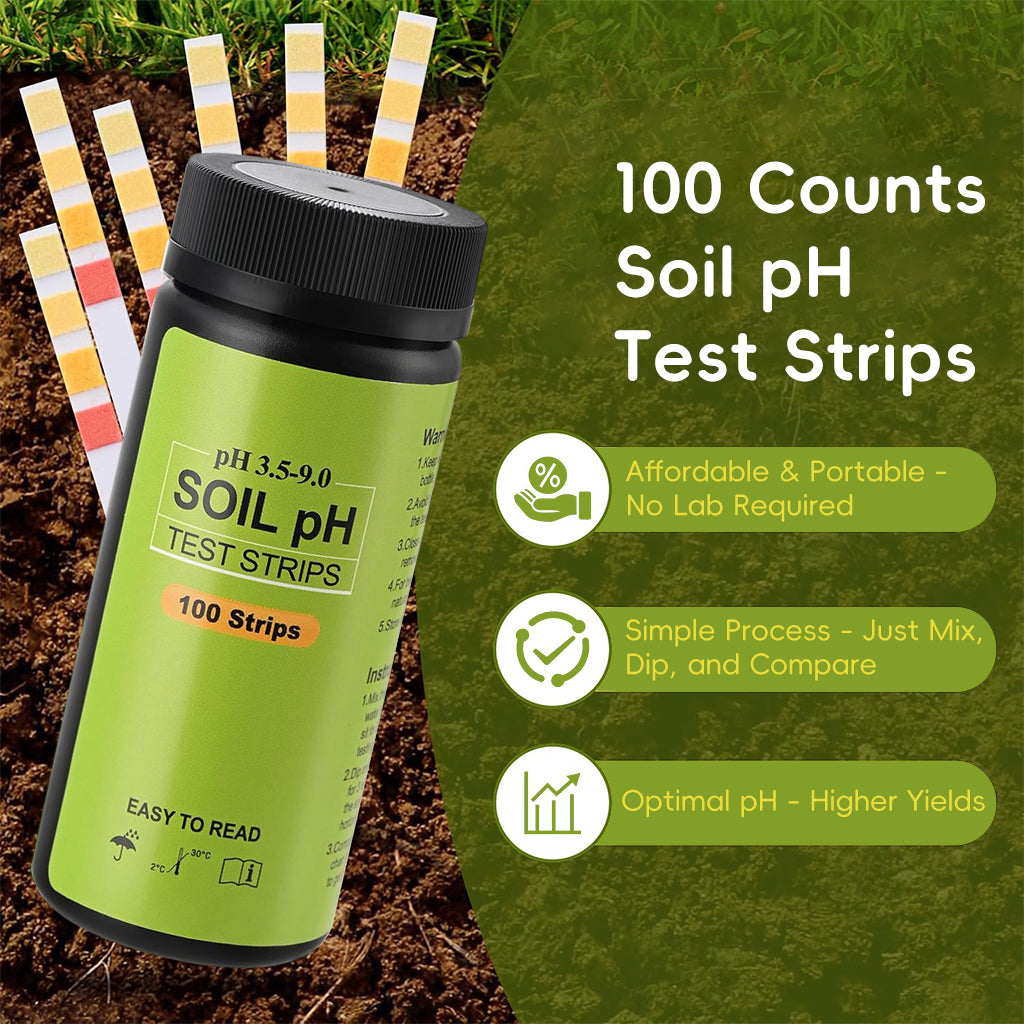 HASTHIP 100 Counts Soil pH Test Strips 3.5-9 Range pH Testing Strips for Soil Acidity Accurate pH Level Measurement Soil pH Test Strips for Garden, Lawn, Orchard