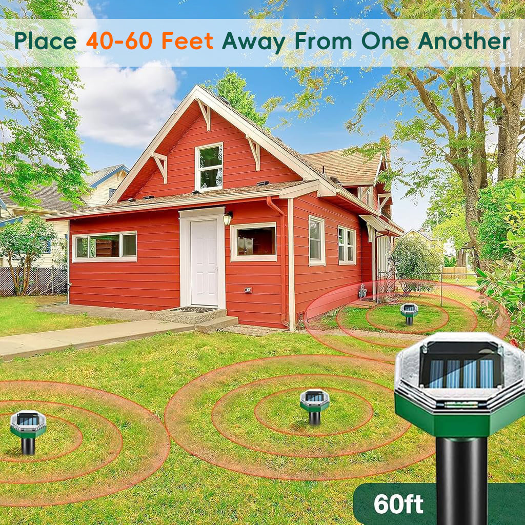 HASTHIP Solar Rats Repellent Ultrasonic Mouse Repellers Solar Powered Animal Repeller Devices for Birds, Rodents Waterproof Outdoor Lawn Garden Animal Repellers, Pack of 4