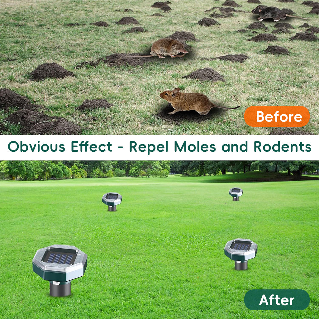 HASTHIP Solar Rats Repellent Ultrasonic Mouse Repellers Solar Powered Animal Repeller Devices for Birds, Rodents Waterproof Outdoor Lawn Garden Animal Repellers, Pack of 4