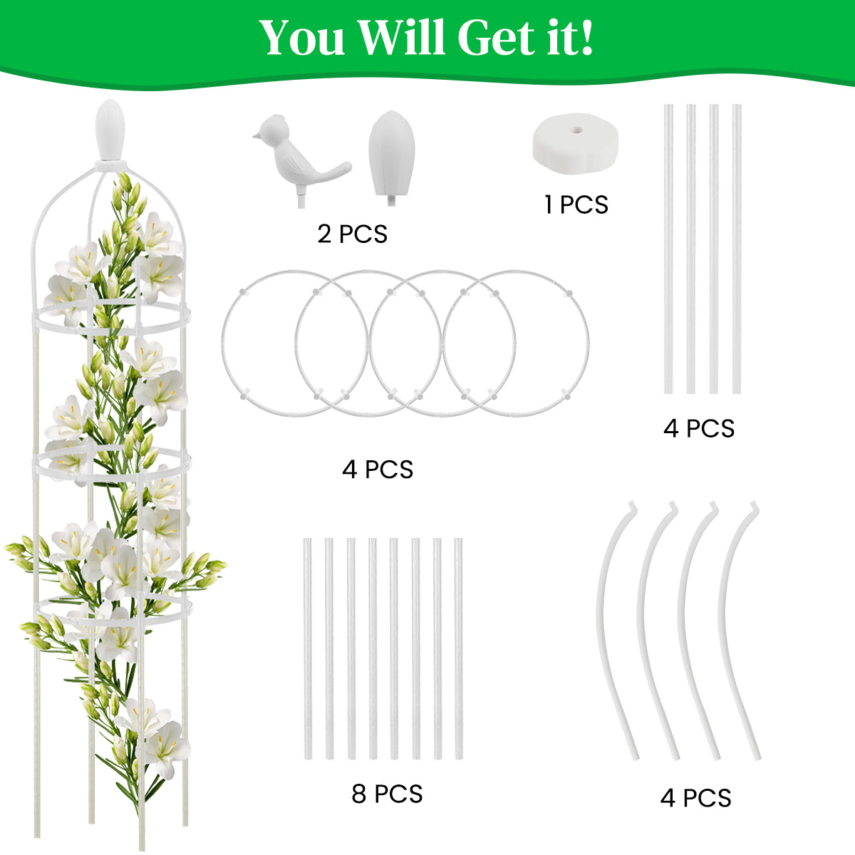 HASTHIP 120cm Climbing Trellis Garden Decorative Plant Flower Trellis Obelisk Trellis Garden DIY Adjustable Climbing Flower Plants Pot for Clematis, Climbing Roses, Tomatoes, Ivy