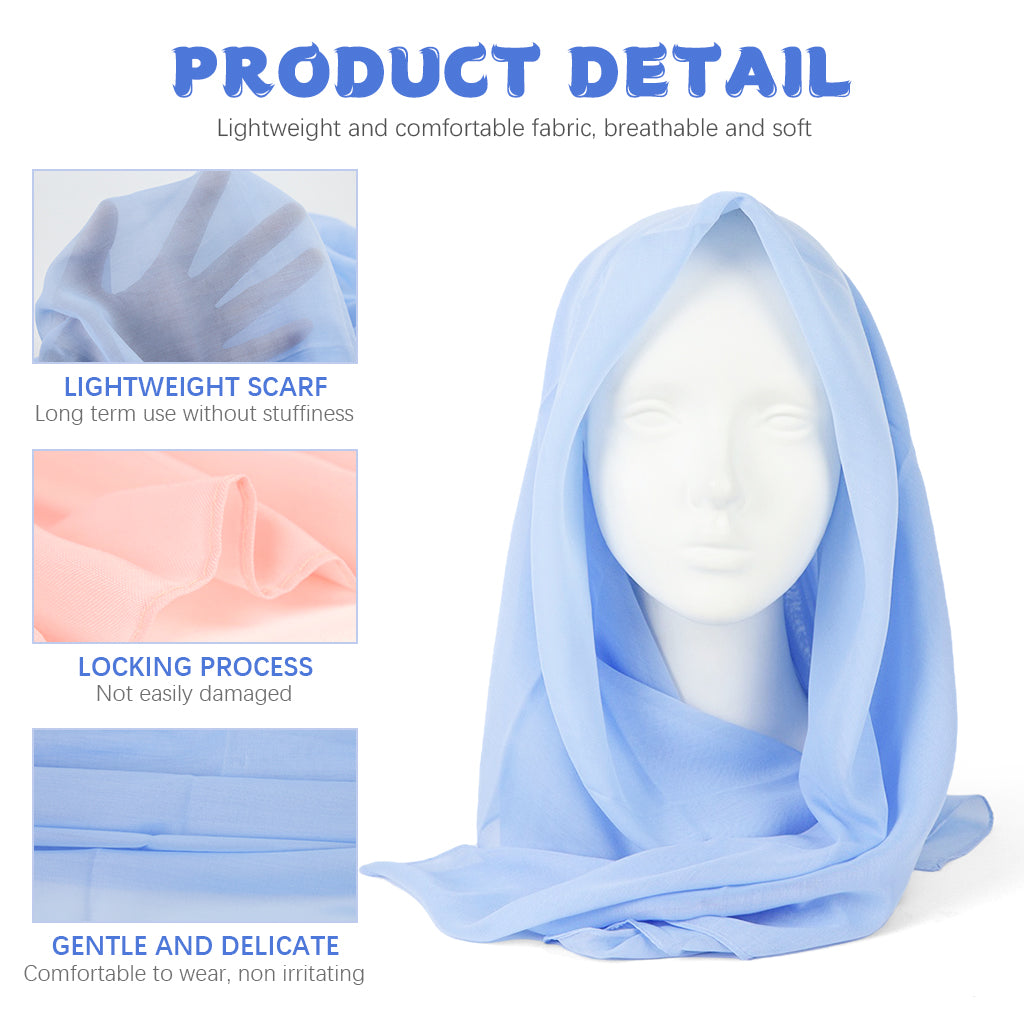 SANNIDHI 2pcs Head Scarf for Women Stylish, Hijab Hair Scarf for Women, 38 In Square Silk Scarf for Women, Soft Polyester Headwrap Scarf for Women for Head Gift for Women (Pink & Blue)