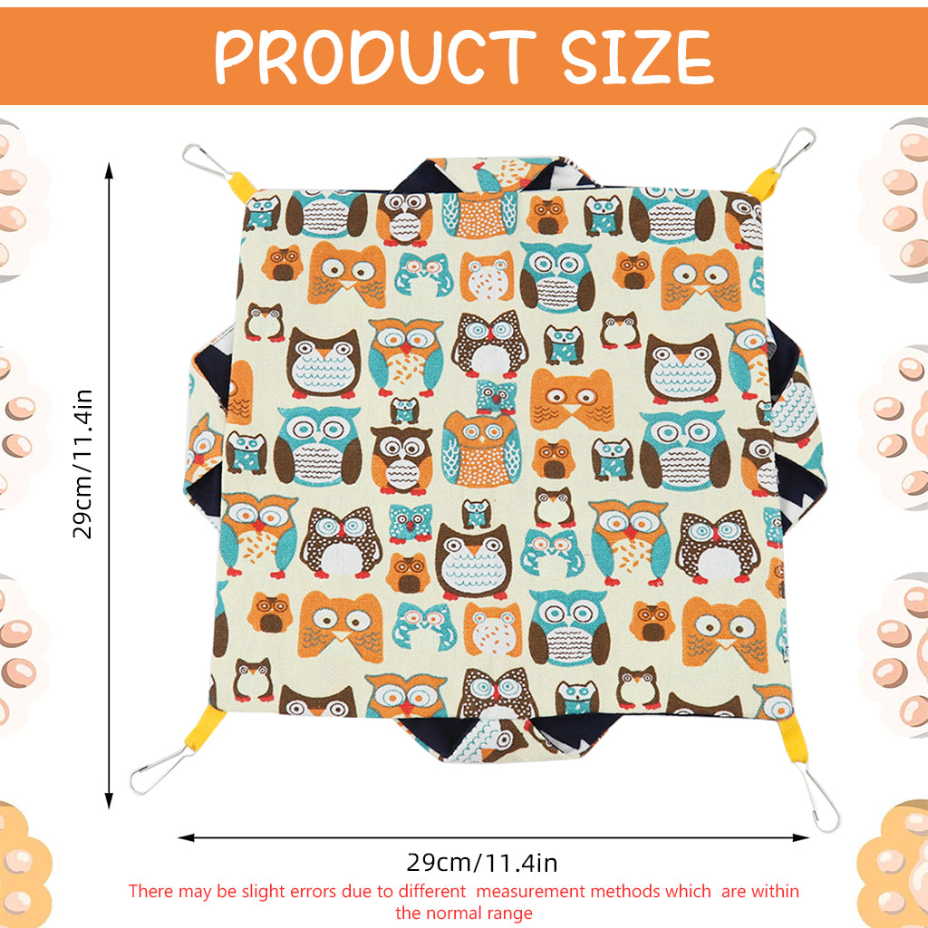 Qpets Hamsters Hammock for Cage Saggy Hammock Cartoon Print Cotton 3-Layer Hamsters for Hiding, Resting Sleeping Hammock for Guinea Pig, Dwarf Hamster