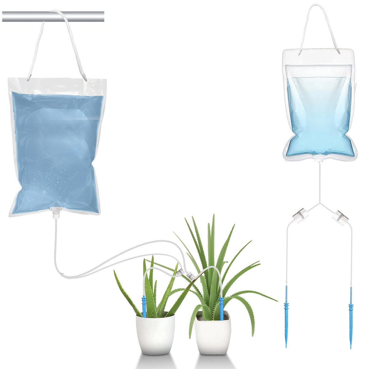 HASTHIP Dual Dripper Plant Watering Device Kit 2L Slow Drip Watering Device Plant Watering Bag with Adjustable Flow Automatical Plant Watering Device for Plant Pots