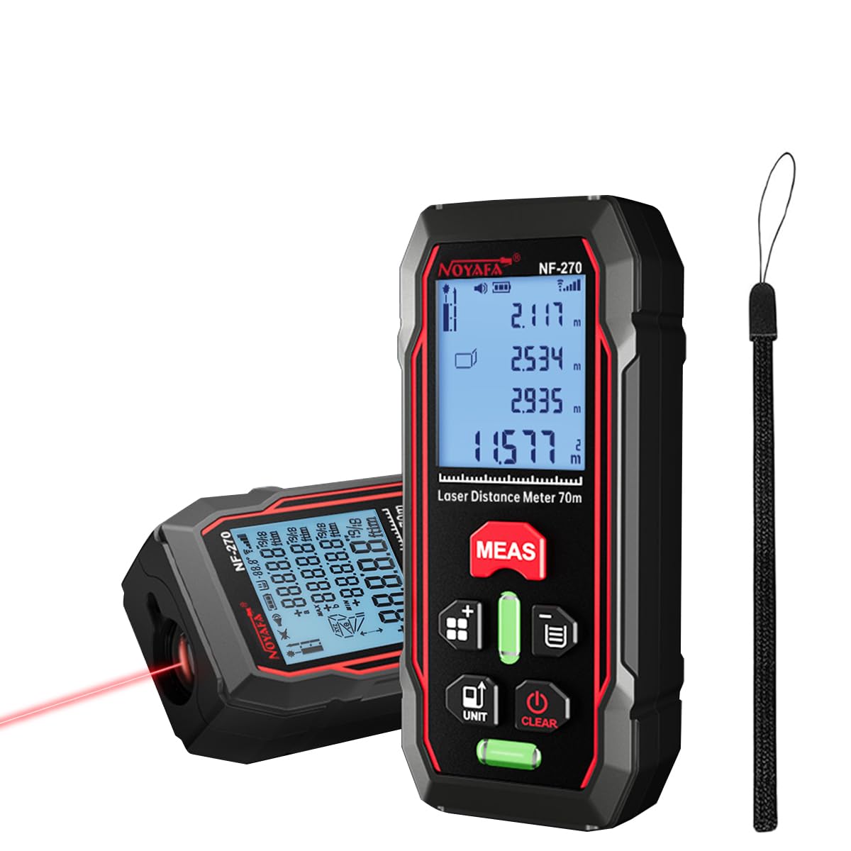 Serplex Laser Measuring Device 229FT LCD Backlit Laser Distance Meter Dual Bubble Level Design ± 1.5mm Precision Digital Distance Laser Measuring Device IP54 Waterproof Design (Battery Not Included)