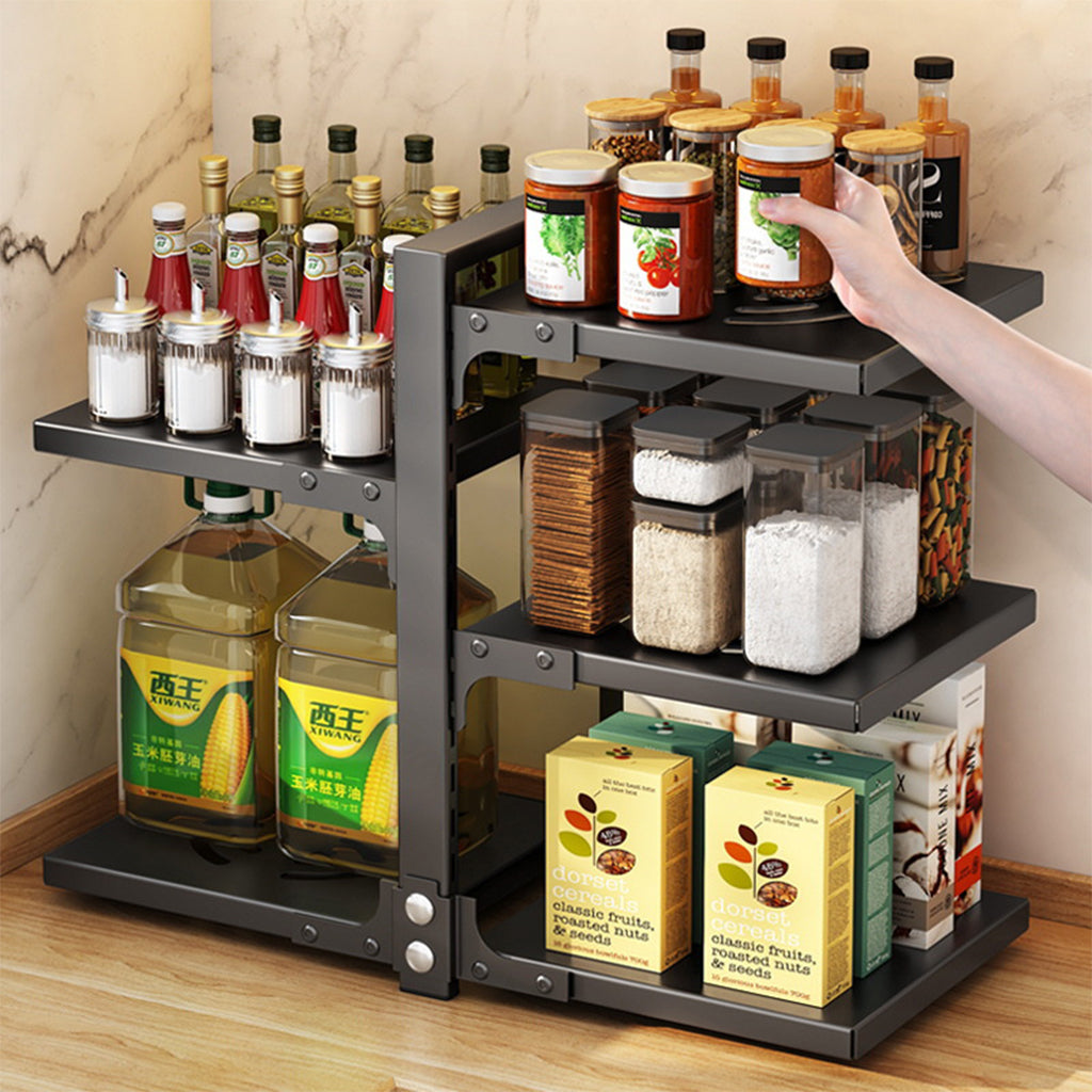 HASTHIP Pot and Pan Metal Holder Organzier with 5 Detachable Storage Shelf DIY Assembly Adjustable Spacing Under Sink Organizer Rack Cabinet Organizer Utility Storage Shelf Rack, 51x22.6x43cm