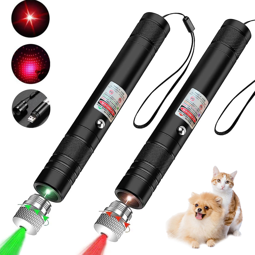 Climberty 2Pcs Laser Light USB Rechargeable Laser Pointer, 1500 Metres Laser Pointer High Power Pen, Cat Laser Toy, Long Range Laser Pointer for Presentations, Stargazing, Hiking (Green & Red)
