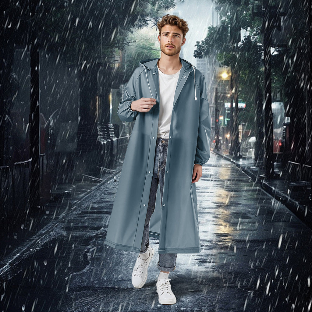 PALAY Waterproof Rain Ponchos for Adults (2Pack) Reusable EVA Lightweight Long Raincoat with Hood Button-Up Unisex Rainwear for Motorcycle Commute, Monsoon Travel & Festivals (Length 136cm)