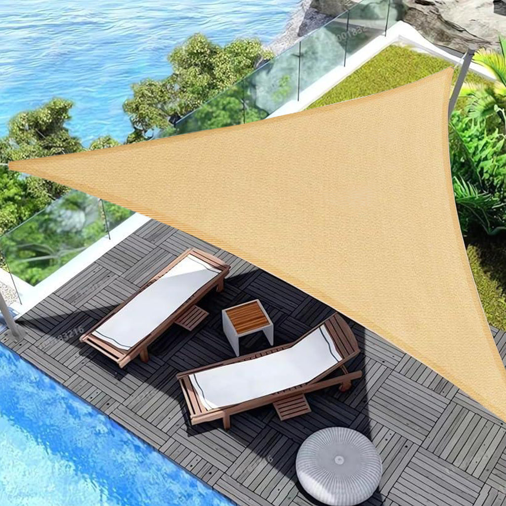HASTHIP Sun Shade Sail with Carabiners & Rope 118 inches Equilateral Triangle Sun Shade Sail Canopy Sun Shade Sail with Metal D Rings Translucent Beige Sun Shade for Backyard, Camping, Patio