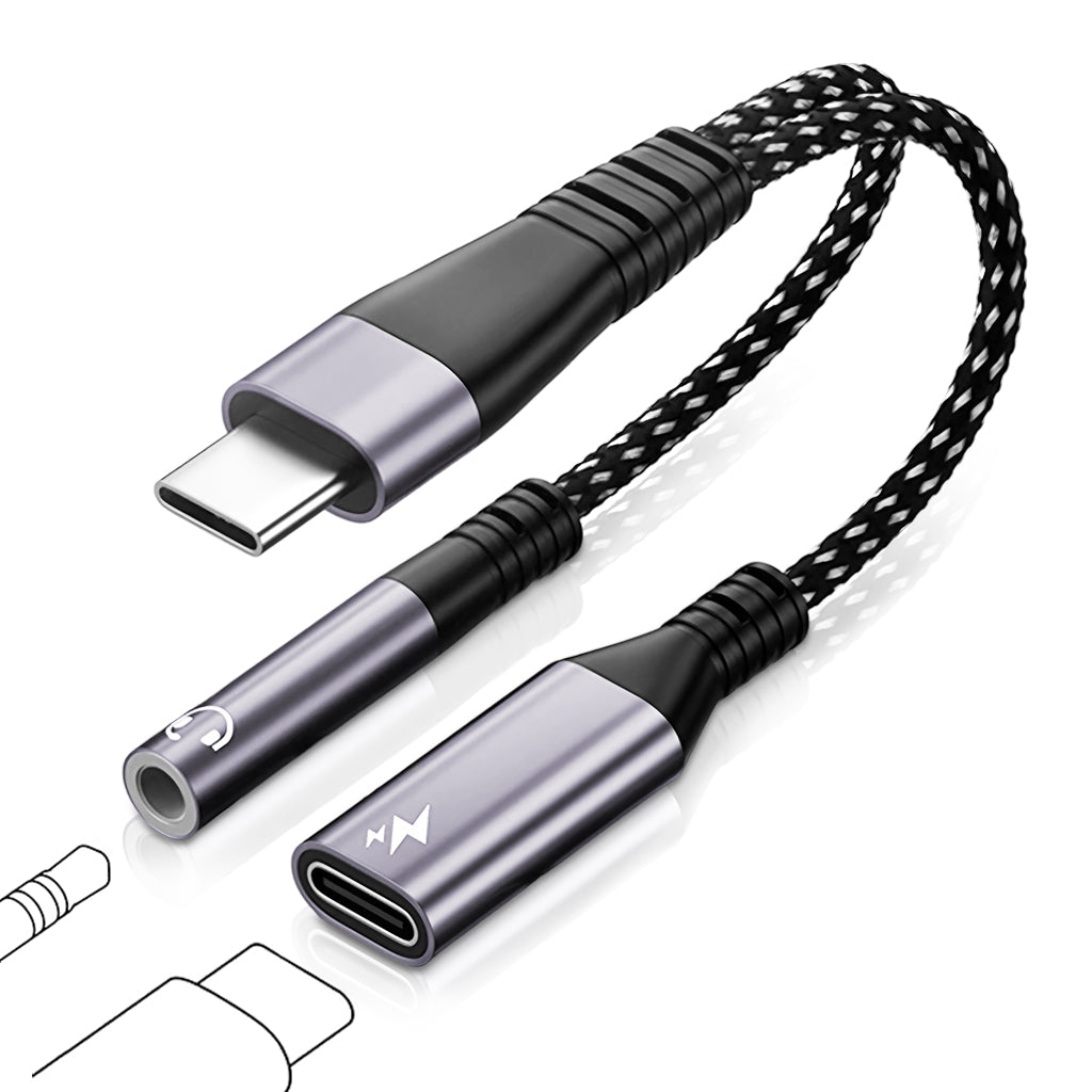 Verilux USB C Charging Cable 2 in 1 USB C Audio Cable USB C to 3.5mm Jack Aux Cable PD 60W USB C Male to Female Charging Cable Car Audio Cable Compatible with i-Phone 16/15, Galaxy S24/S23 Ultra