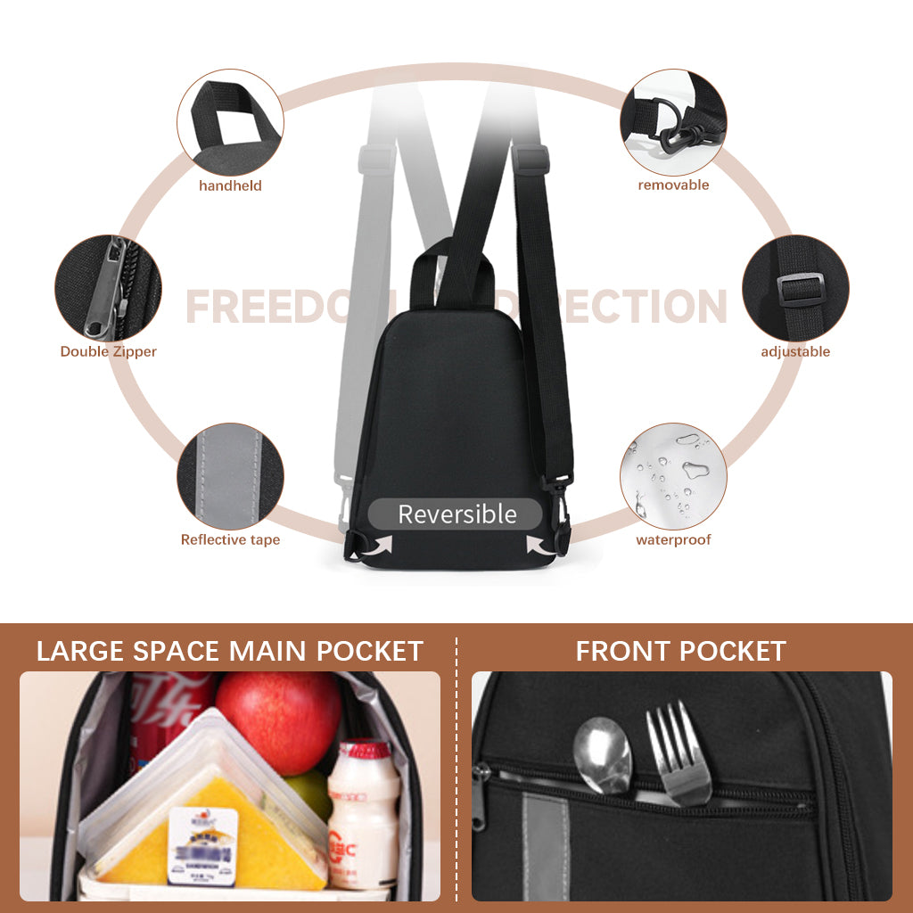 HASTHIP Lunch Box Bag Insulated Lunch Bag Zipper Cooler Bag with Handle & Adjustable Single Shoulder Strap Fashion Food Bag Lunch Tote Bag for Picnic, Camping, Travel, 8.26x5.3x9.25 inches
