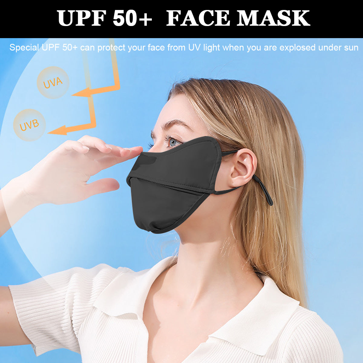 PALAY Sun Protection Face Cover for Women, Prevent Light Aging UV Protection Outdoor Breathable Summer Cool Ice Silk Face Cover Mask with Adjustable Drawstring Ear Loops Design Washable Face Mask