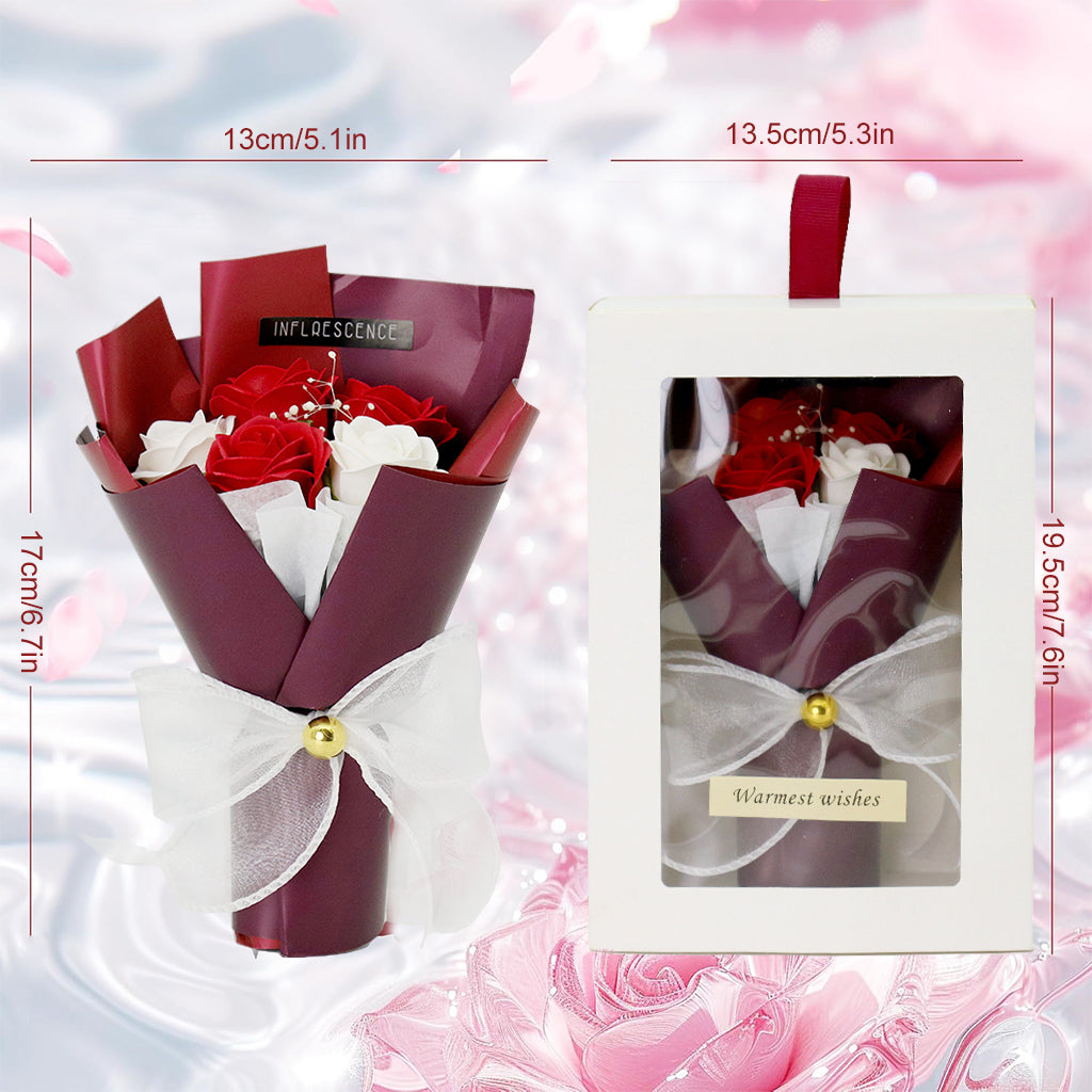 HASTHIP Valentine's Day Gift Romantic Red Rose Gift Box Hand Soap Red Rose Gift Box Birthday Gift for Girlfriend Christmas Gift, 20cmx14cmx8.5cm