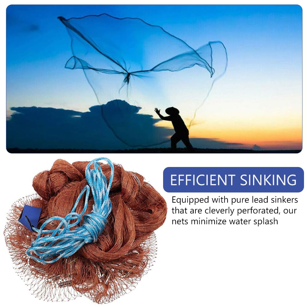 Proberos Fishing Cast Net with Storage Bag Fishing Cast Net Heavy Duty Mesh Fishing Cast Net Quick Sinking For Freshwater & Saltwate
