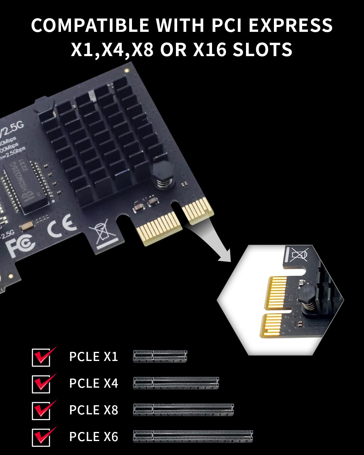 Verilux 2.5GBase-T PCIe Network Adapter - High-Speed Gigabit Ethernet Card for Windows/Linux/MAC - Supports PXE - Compact