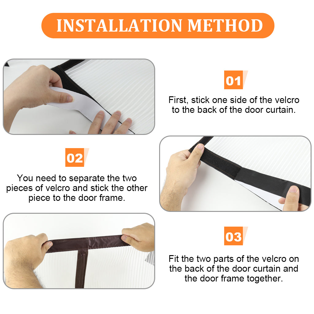 HASTHIP Screen Door Mesh 39.37x 82.68 Inches Fashion Patchwork Mesh Screen Door Mosquito Proof Self Sealing Door Room Partition Screen Removable Hook and Loop Mesh Screen Door