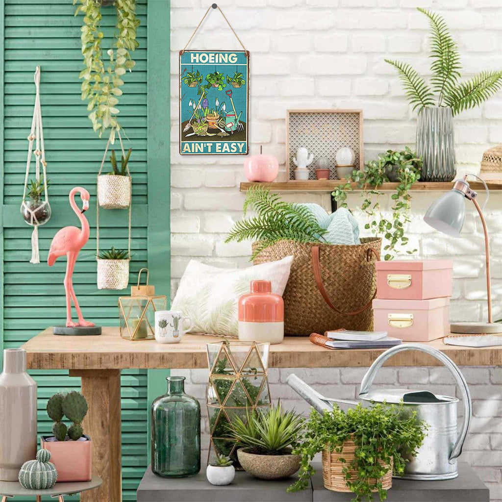 HASTHIP Funny Home Garden Sign - Metal Garden Tin Sign - Garden Wall Decor Items - Retro Poster Wall Hanging Decoration - Gardening Gifts for Plant Lovers - Garden Greenhouse Accessories (20x30 CM)