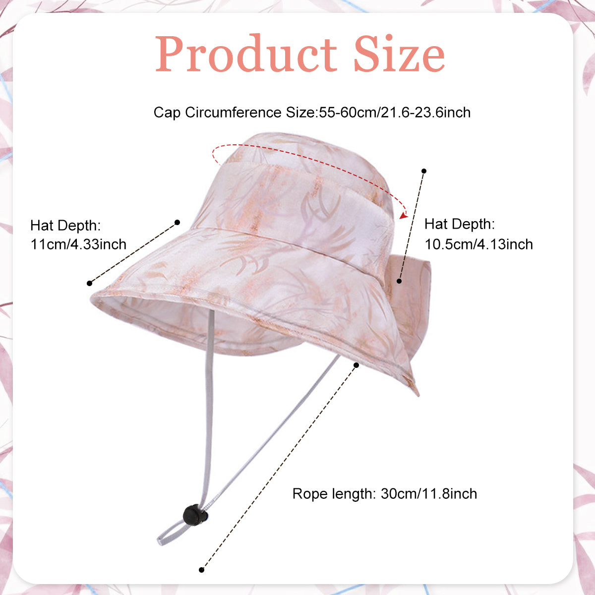 SANNIDHI Sun Hats for Women, Bow Beach Hat for Women Stylish, Wide Brim Bucket Hat for Womens, Fashion Women Hat for Sun, UV Protection Pink Ladies Travel Sun Hat (Packable & Lightweight)