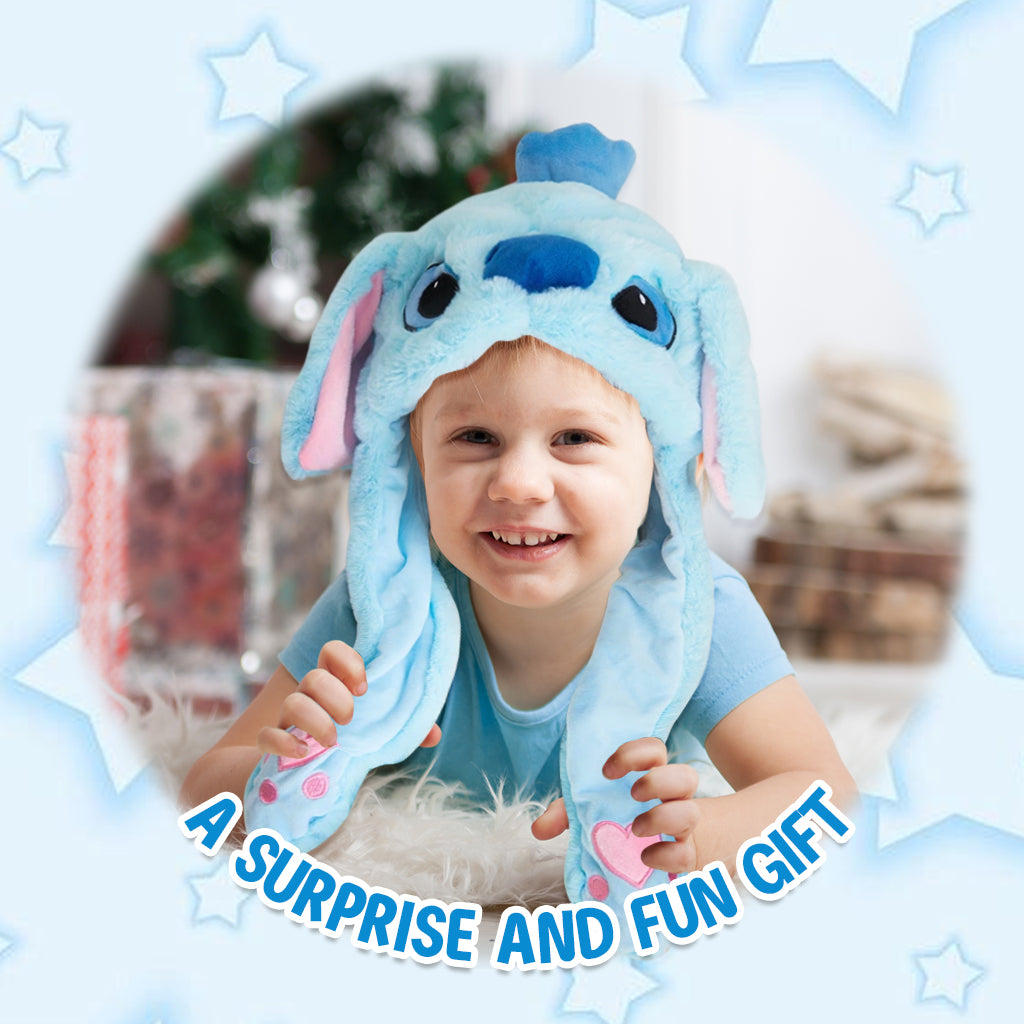 Verilux Girls Winter Hat Girls Hat Cute Cartoon Stitch Hat Plush Warm Winter Hat Fun Moving Ears Design Soft Fluffy Stitch Hat for Women Girls