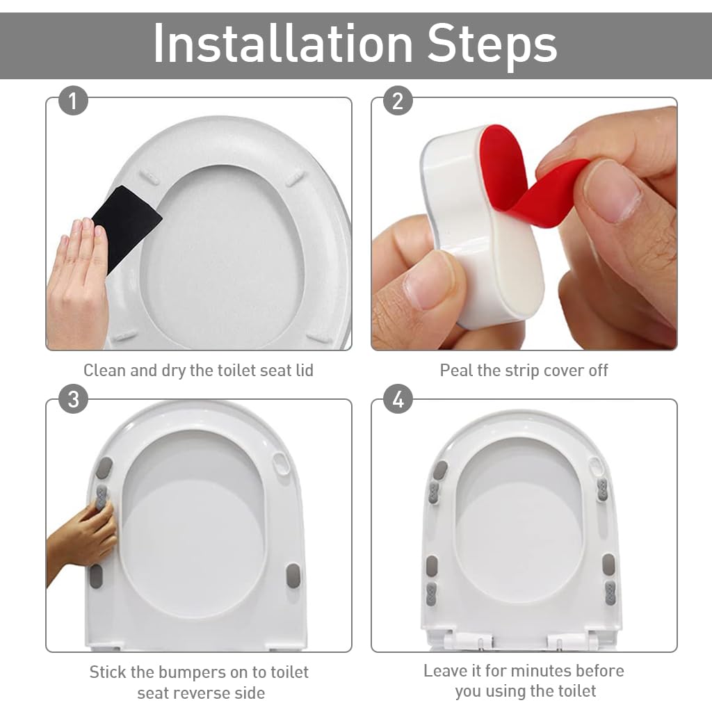 Serplex 4Pcs Toilet Seat Sanitary Bumpers Universal Toilet Seat Bumpers Replacement Strong Adhesive EVA Toilet Seat Sanitary Bumpers