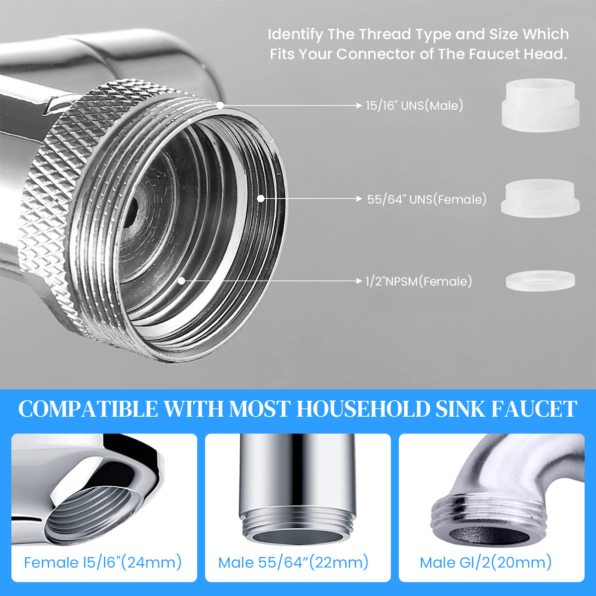 HASTHIP Pivoting Faucet Extender Sink Aerator with Retractable Arm Multi Angle Flexible Faucet Attachment Universal Extender for Kitchen, Bathroom