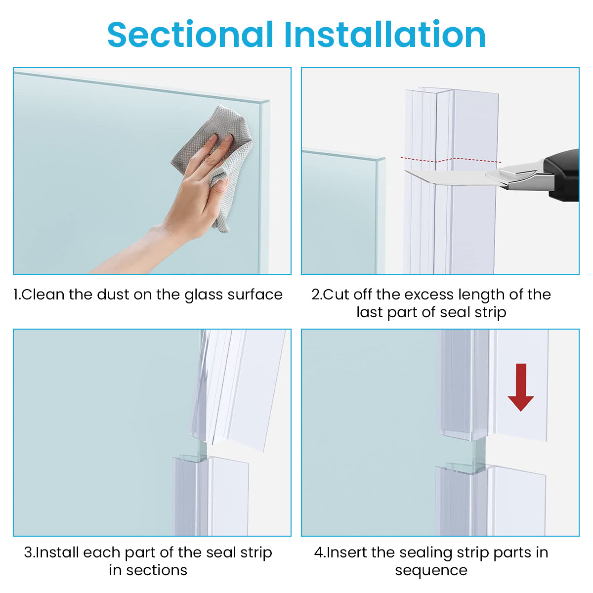 HASTHIP 6.6Ft/2M Shower Door Side Seal Strip, Silicone Bathroom Glass Door Side Seal Strip, Frameless Glass Door Seal Strip Stop Shower Leaks and Create a Water Barrier (10mm Thickness)