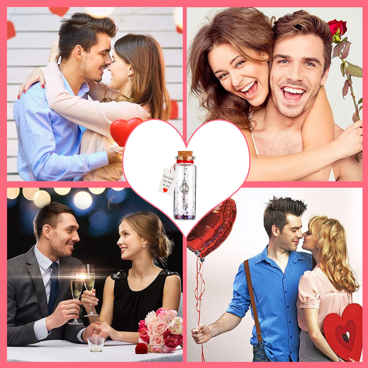 HASTHIP Mini Decorative Jar, Romantic Cork Stopper Drift Bottle, Romantic Gift for Girlfriend & Boyfriend, Wife, Gifts From Husband, Valentine's Day Gifts for Women Cute Anniversary Wedding Gifts