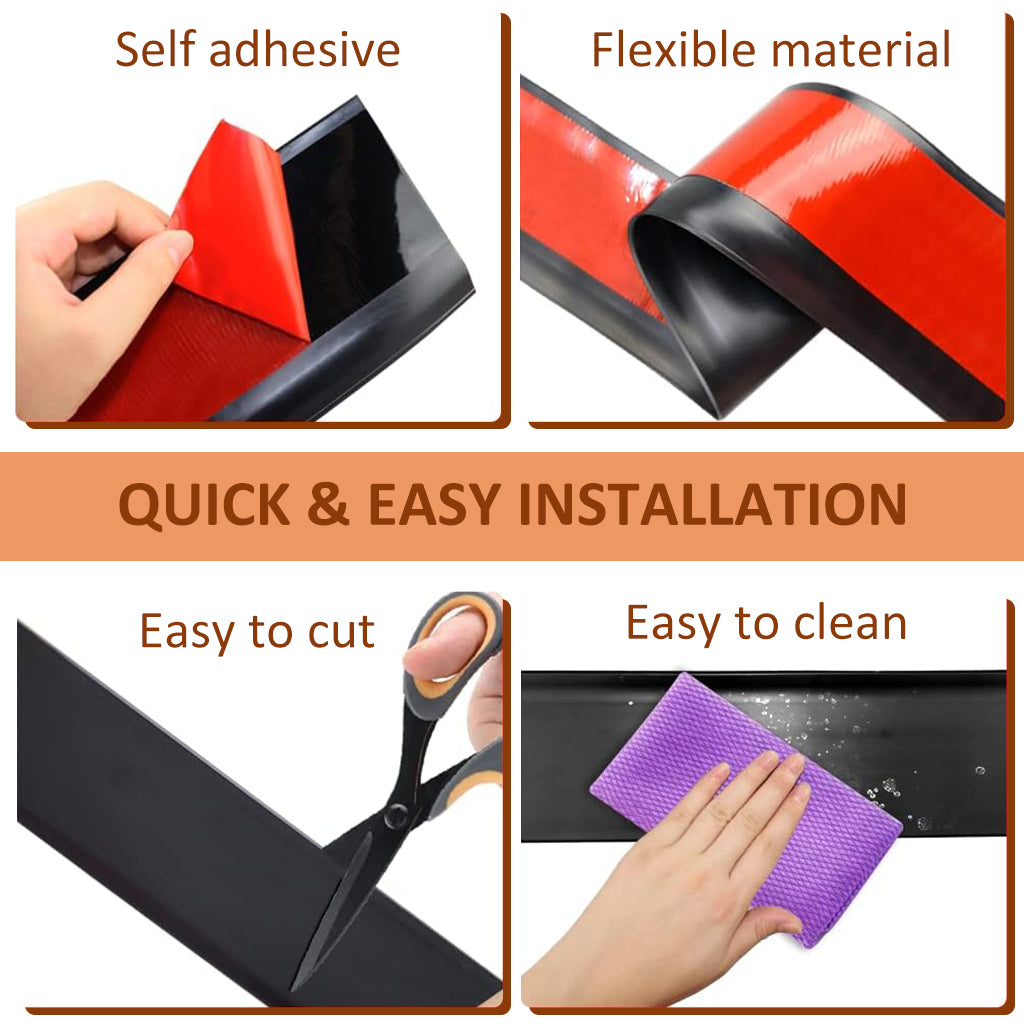 HASTHIP Wall Baseboard Molding Trim 3.15 Inch Wide Skirting, Self-Adhesive PVC Vinyl Backing, Flexible and Durable Peel and Stick Modern Black Trim for Home Decor, 3.15 Inch x 118.11 Inch