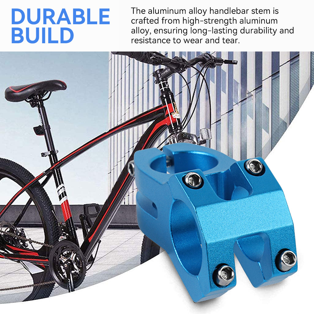 Proberos Blue Aluminum Alloy Handlebar Stem 31.8mm Clamp Diameter Lightweight Durable Handlebar Stem for MTB Modification, Stylish Design for Mountain Bike Stability and Performance