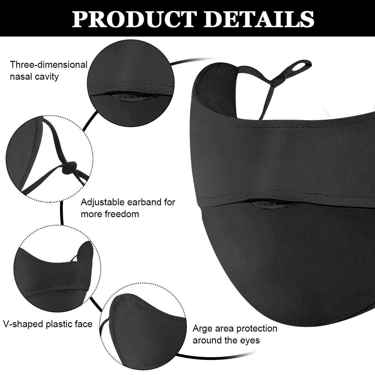 PALAY Sun Protection Face Cover for Women, Prevent Light Aging UV Protection Outdoor Breathable Summer Cool Ice Silk Face Cover Mask with Adjustable Drawstring Ear Loops Design Washable Face Mask