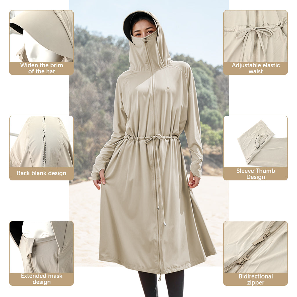 SANNIDHI Women's UPF50+ Sun Protection Hoodie Jacket Long Sleeve Swim Beach Cover Up Lightweight Zip Hiking Shirt Suit Coverups Quick Dry SPF Sun Jacket