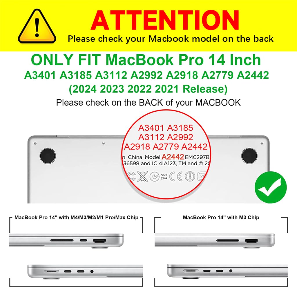 ZORBES Laptop Case Cover for MacBook Pro M4 14 Inch Transparent Laptop Case Fashion Cover Transparent Laptop Case Cover Compatible with MacBook Pro M4 A3112 /A3185 /A3401 /A2992 /A2918/ A2779/ A2442