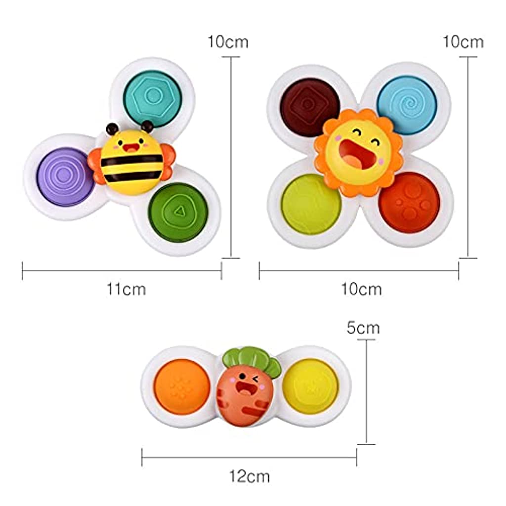 PATPAT Baby Toys ,3Pcs Bath Toys for Kids 1 2 Year Old, Suction Cup Toy, Sensory Toy Learning Toy Birthday Gifts for Girls Boys
