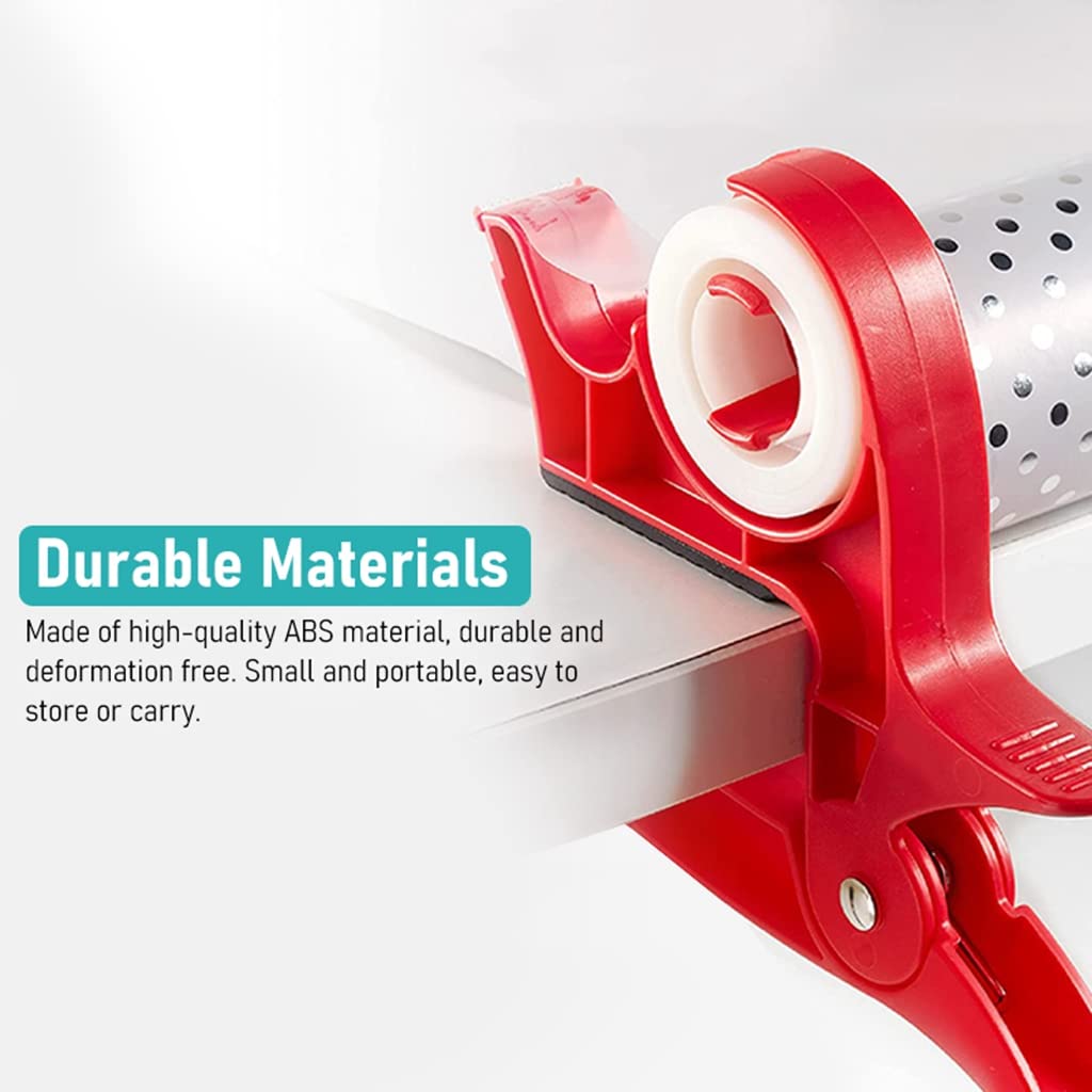 Serplex 2Pcs Tape Dispenser, Tabletop Gift Wrapping Tool, Two Clamp Tape Dispenser to Secure Your Wrapping Paper Roll & Tape or Easier Gift Wrapping, Fits Any Size Roll & Most Tables, Red