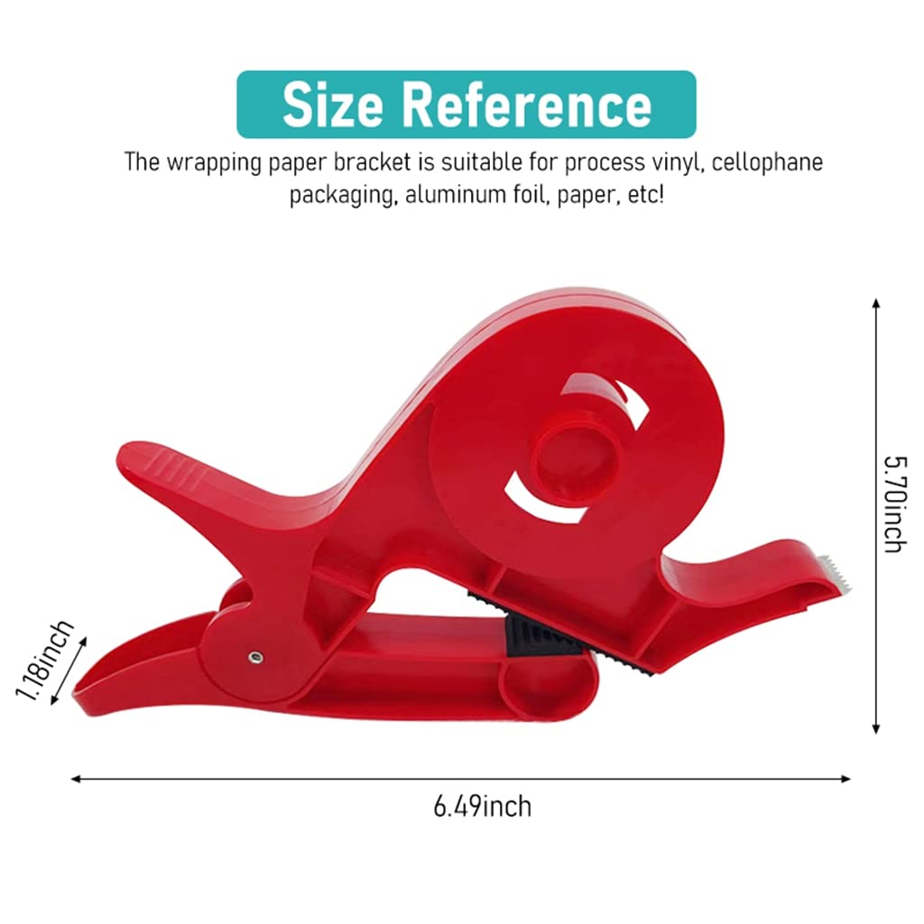 Serplex 2Pcs Tape Dispenser, Tabletop Gift Wrapping Tool, Two Clamp Tape Dispenser to Secure Your Wrapping Paper Roll & Tape or Easier Gift Wrapping, Fits Any Size Roll & Most Tables, Red