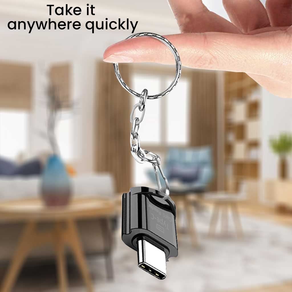 Verilux Micro SD Card Reader Mini Type C Card Reader TF Card Reader with Keychain USB C to Micro SD SDHC SDXC OTG Memory Card Reader Compatible with Laptops, MacBook, Samsung Galaxy Note 20 S20