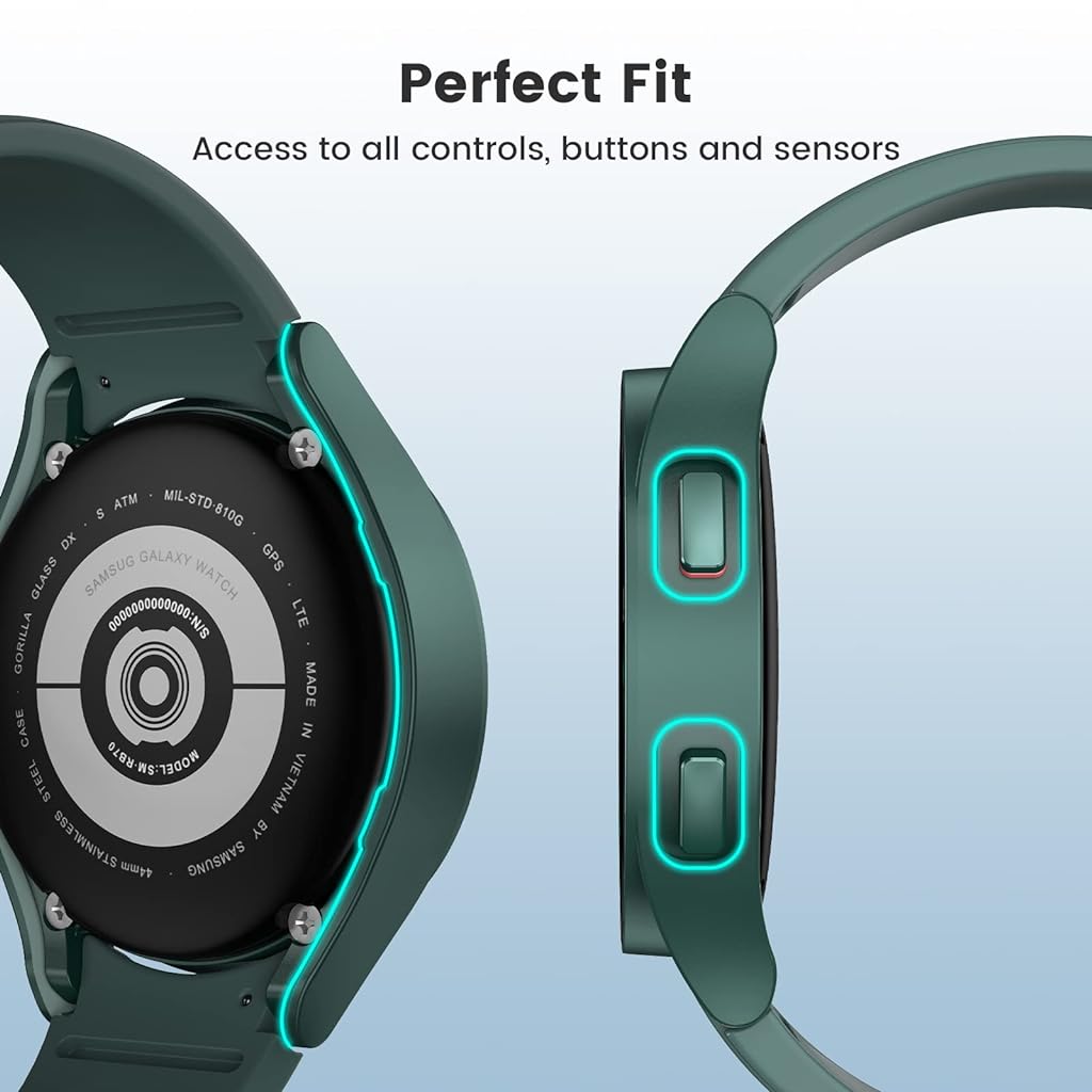 ZORBES Cover for Samsung Galaxy Watch 4,44mm Screen Guard Case,PC Hard Full Protection Matte Cover Case for Samsung Watch 4 44mm Accessories Screen Protector Scratch-Resistant (Green)