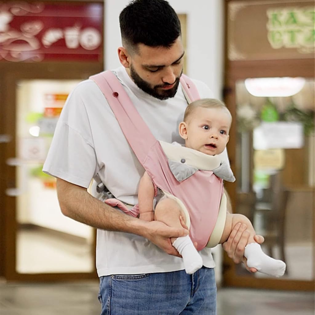 SNOWIE SOFT Baby Carrier Bag for 0 to 3 Year Baby Adjustable Kangaroo Bag for 0 to 2 Year Baby with Pocket, Baby Bags for Mothers Carry Soft & Breathable Baby Carrier for New Born, Baby Products Pink