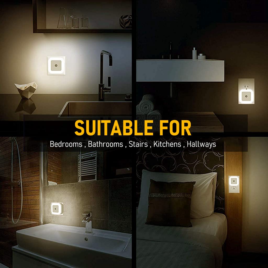 ELEPHANTBOAT LED Night Light 6 Pack Warm Light Plug Light for Night Smart Light Induction LED Light Plug and Play Night Light Stair Light Wall Lights for Living Room, Kitchen, Toilet, Corridor